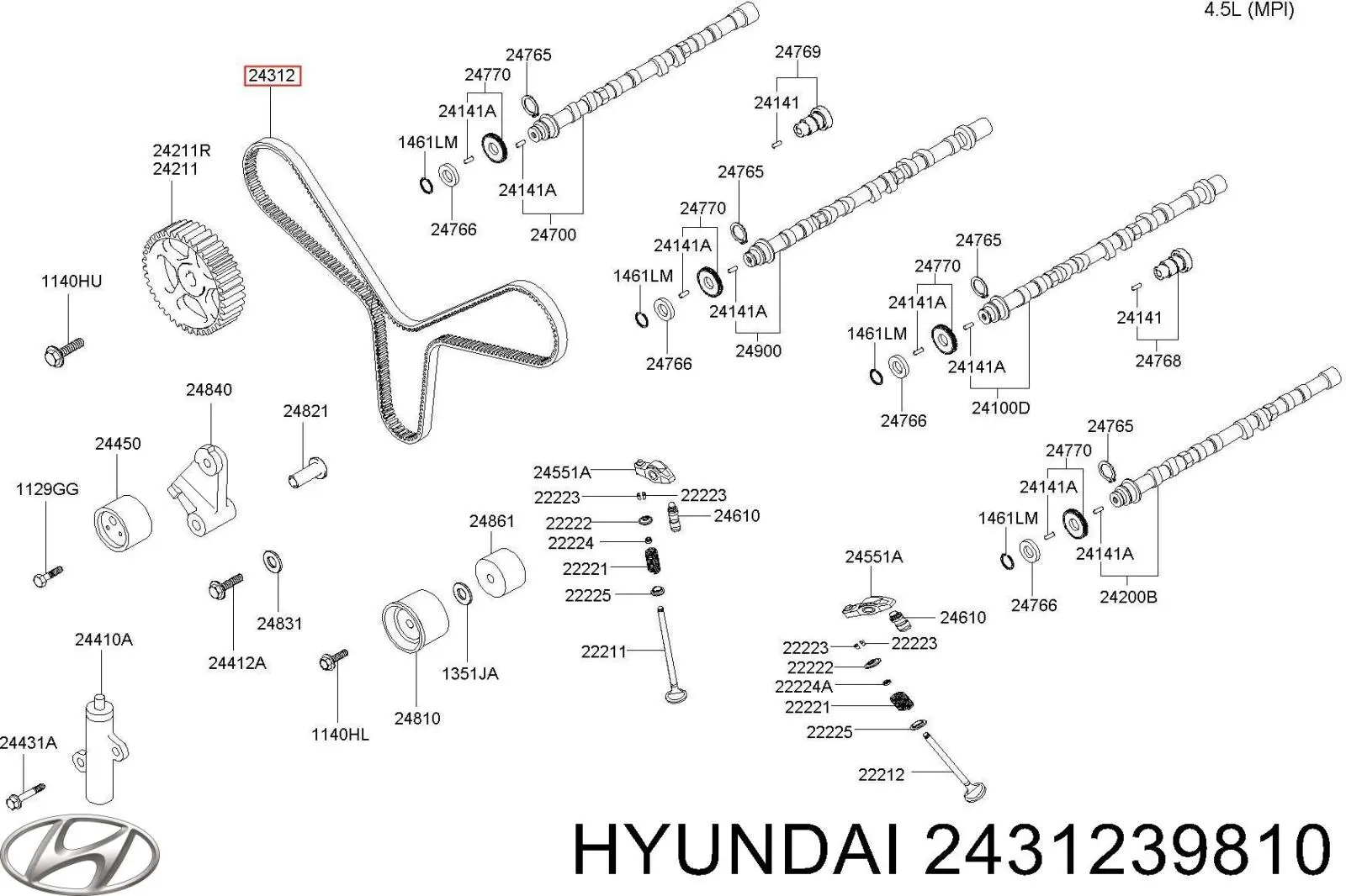 Ремінь ГРМ 2431239810 Hyundai/Kia