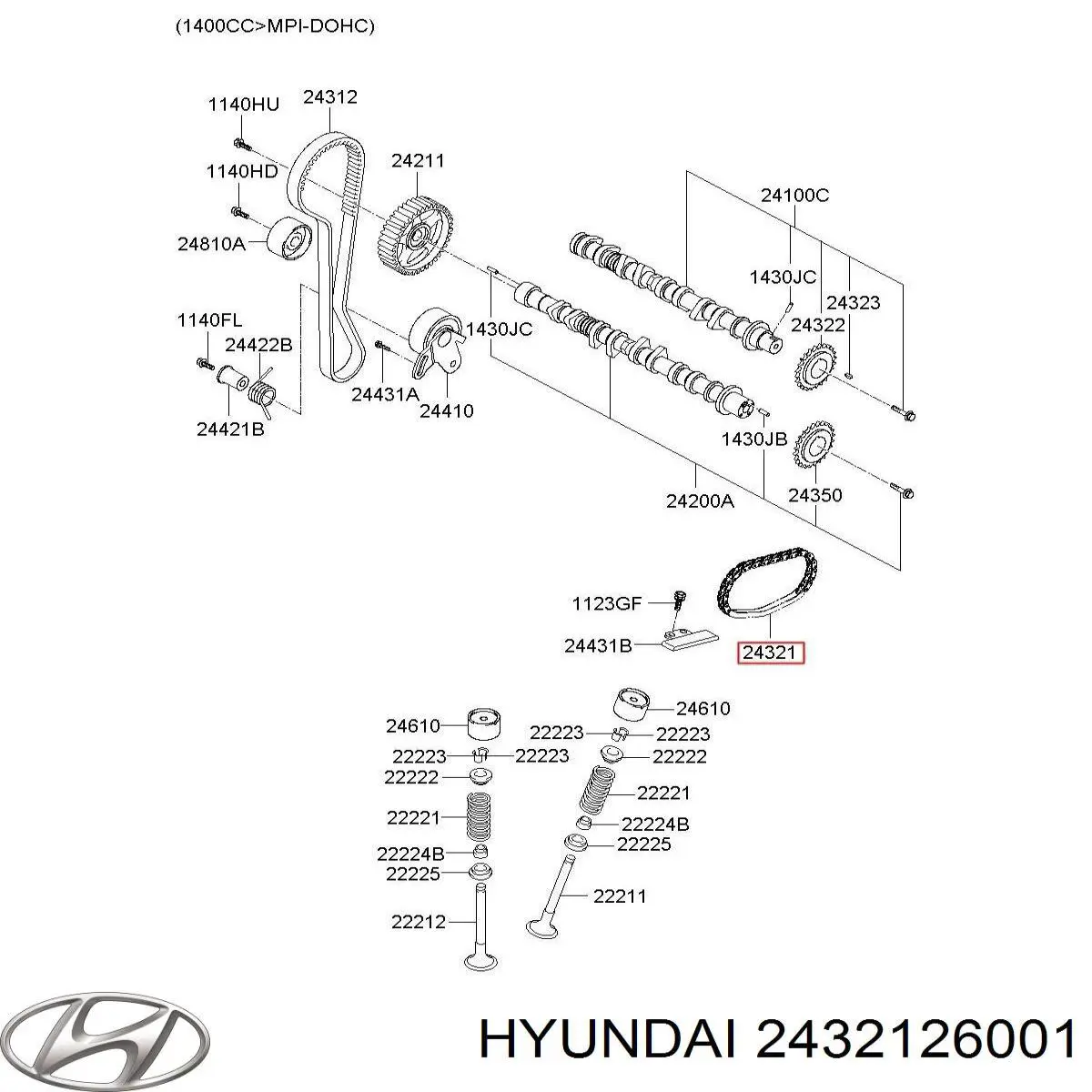 Купити 2432126001 Hyundai/Kia Ланцюг ГРМ, розподілвала