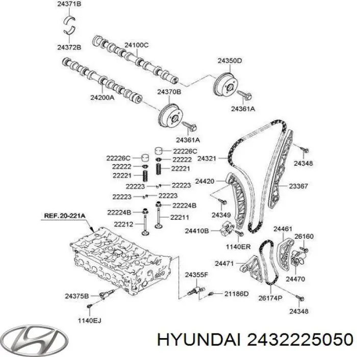 2432225050 Hyundai/Kia ланцюг маслянного насосу