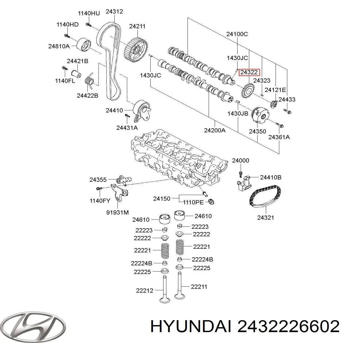 Звездочка привода распредвала двигателя HYUNDAI 2432226602