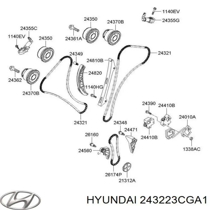 Ланцюг приводу масляного насоса Hyundai/Kia 243223CGA1 ціна, від 20.32 USD