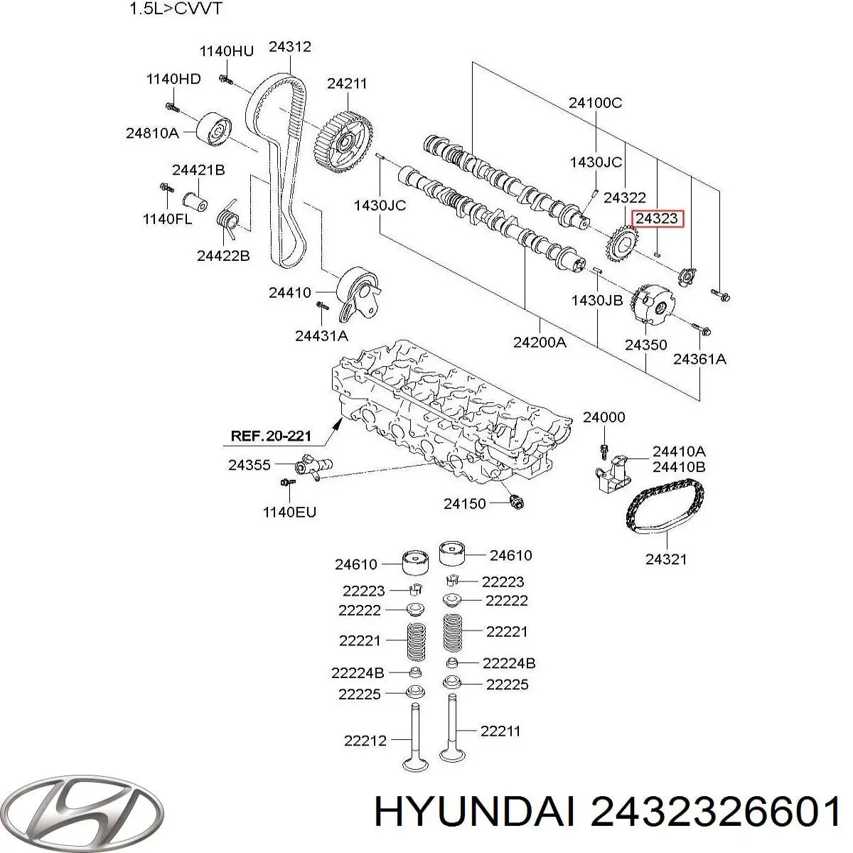  Hyundai/Kia 2432326601 ціна, від 2.29 USD