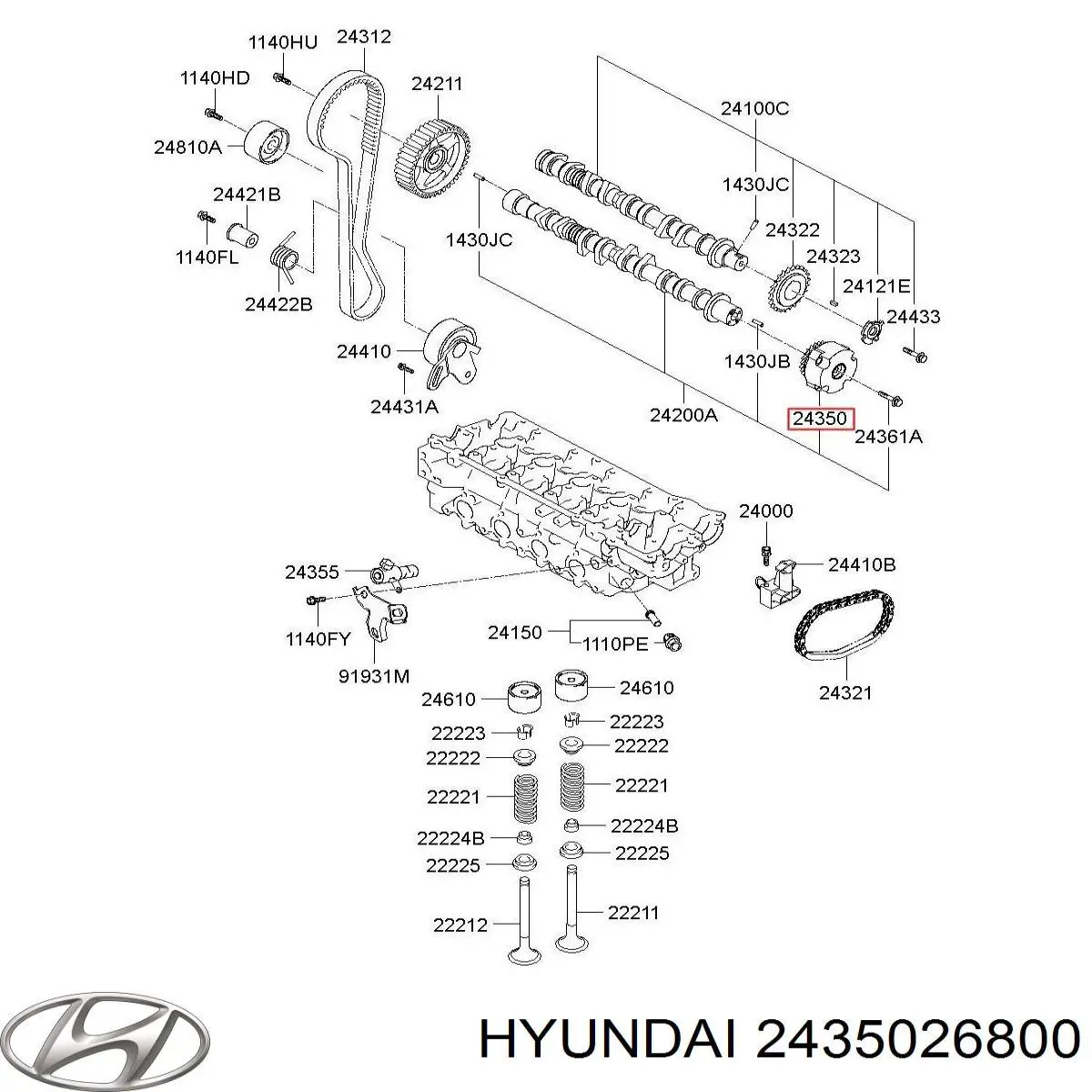 2435026800 Hyundai/Kia Зірка-шестерня розподільного валу двигуна, впускного