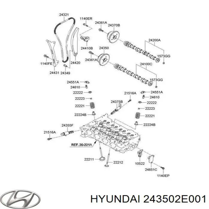 243502E000 Hyundai/Kia зірка-шестерня розподільного валу двигуна, впускного