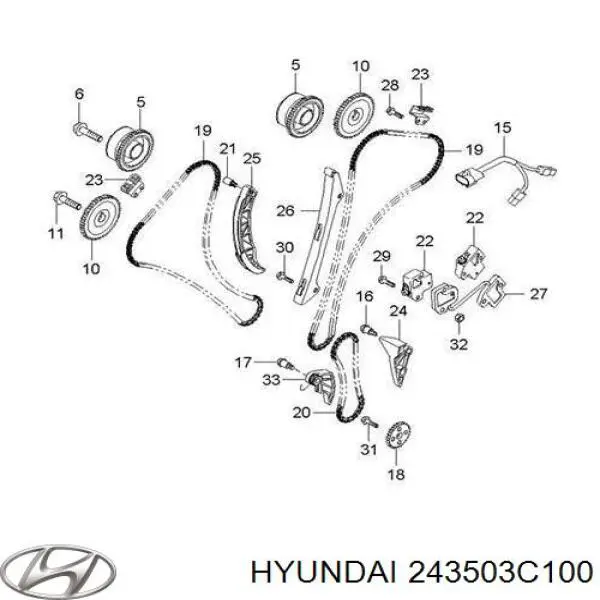 243503C111 Hyundai/Kia зірка-шестерня розподільного валу двигуна, впускного