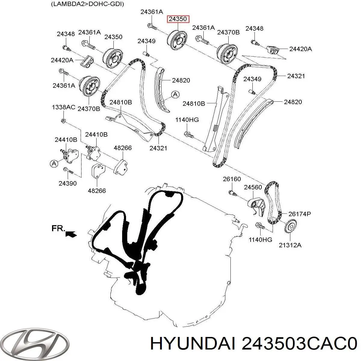 243503CAC0 Hyundai/Kia зірка-шестерня розподільного валу двигуна, впускного