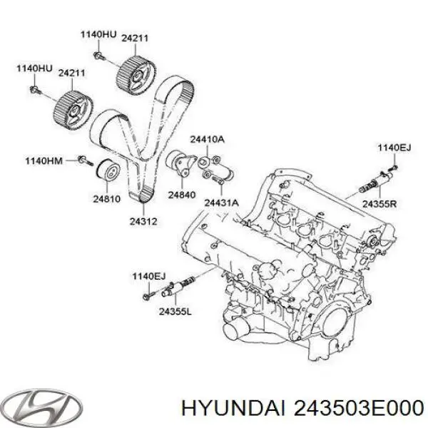 243503E000 Hyundai/Kia зірка-шестерня розподільного валу двигуна, впускного