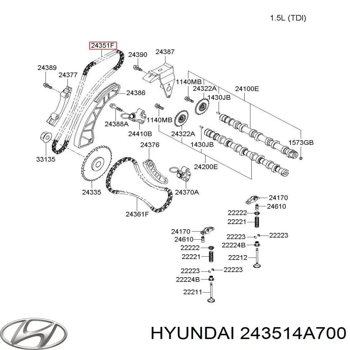 Ланцюг ГРМ 243514A700 Hyundai/Kia