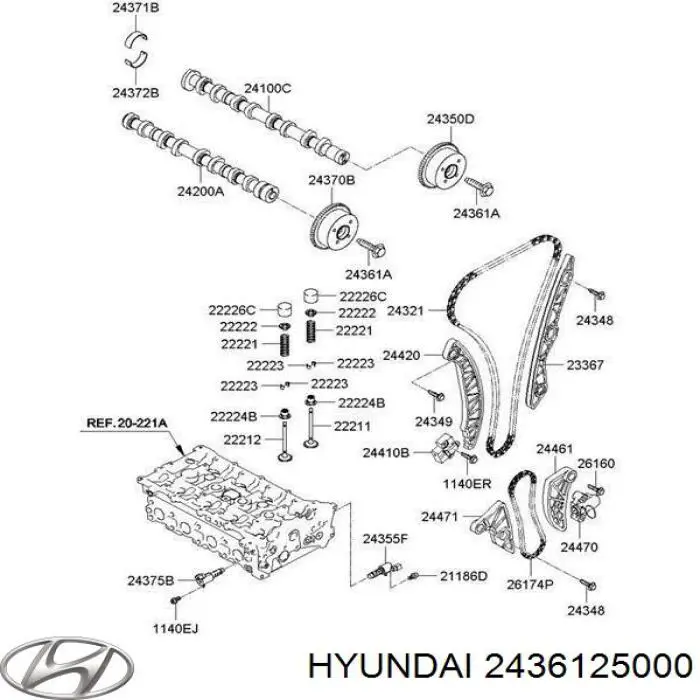 2436125000 Hyundai/Kia Болт шестерні распредвала