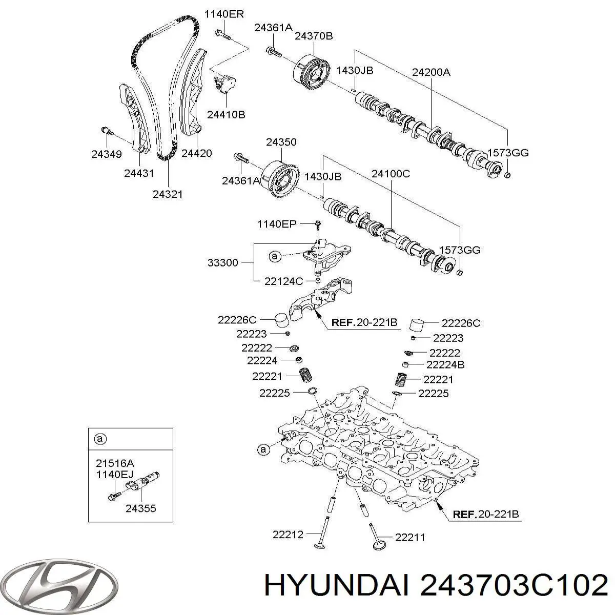 243703C102 Hyundai/Kia зірка-шестерня розподільного валу двигуна,випускного