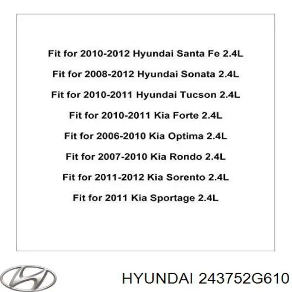 243752G610 Hyundai/Kia клапан електромагнітний положення (фаз розподільного валу, правий)