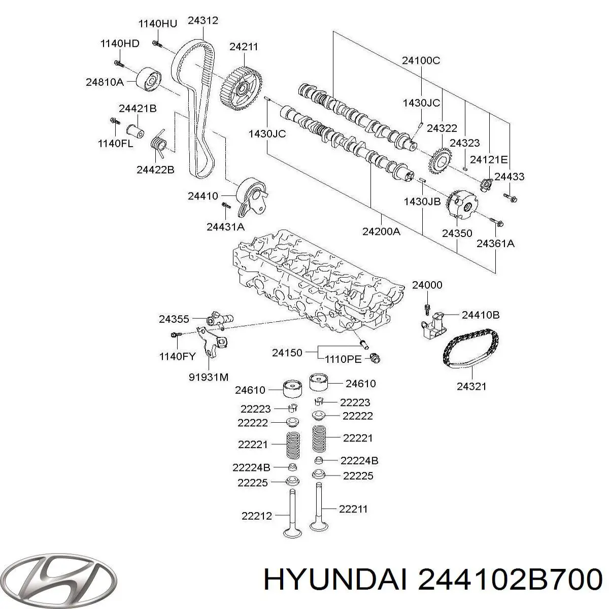Натягувач ланцюга ГРМ 244102B610 Hyundai/Kia