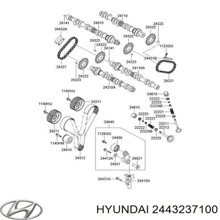 Заспокоювач ланцюга ГРМ, верхній Hyundai Coupe (GK) (Хендай Купе)