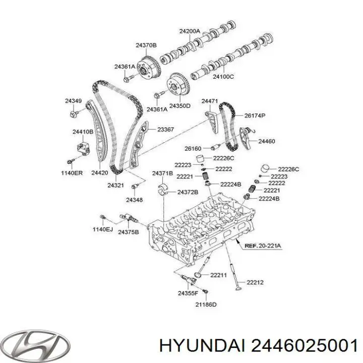 Купити 2446025001 Hyundai/Kia Натягувач ланцюга насосу масляного