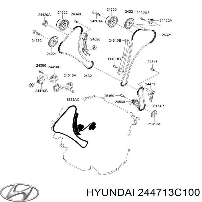 244713C100 Hyundai/Kia заспокоювач ланцюга масляного насосу