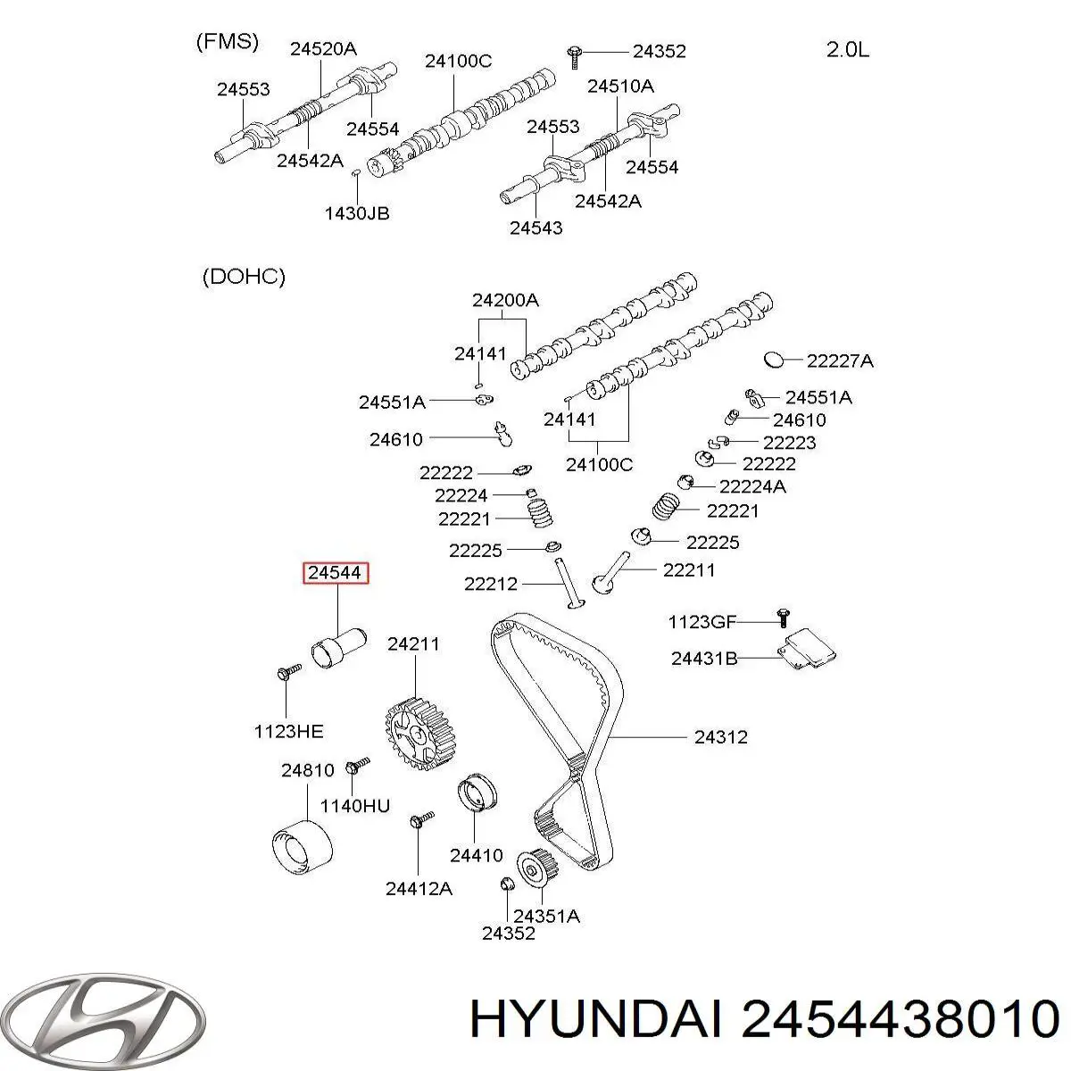 2454438010 Hyundai/Kia ролик натягувача ременя грм