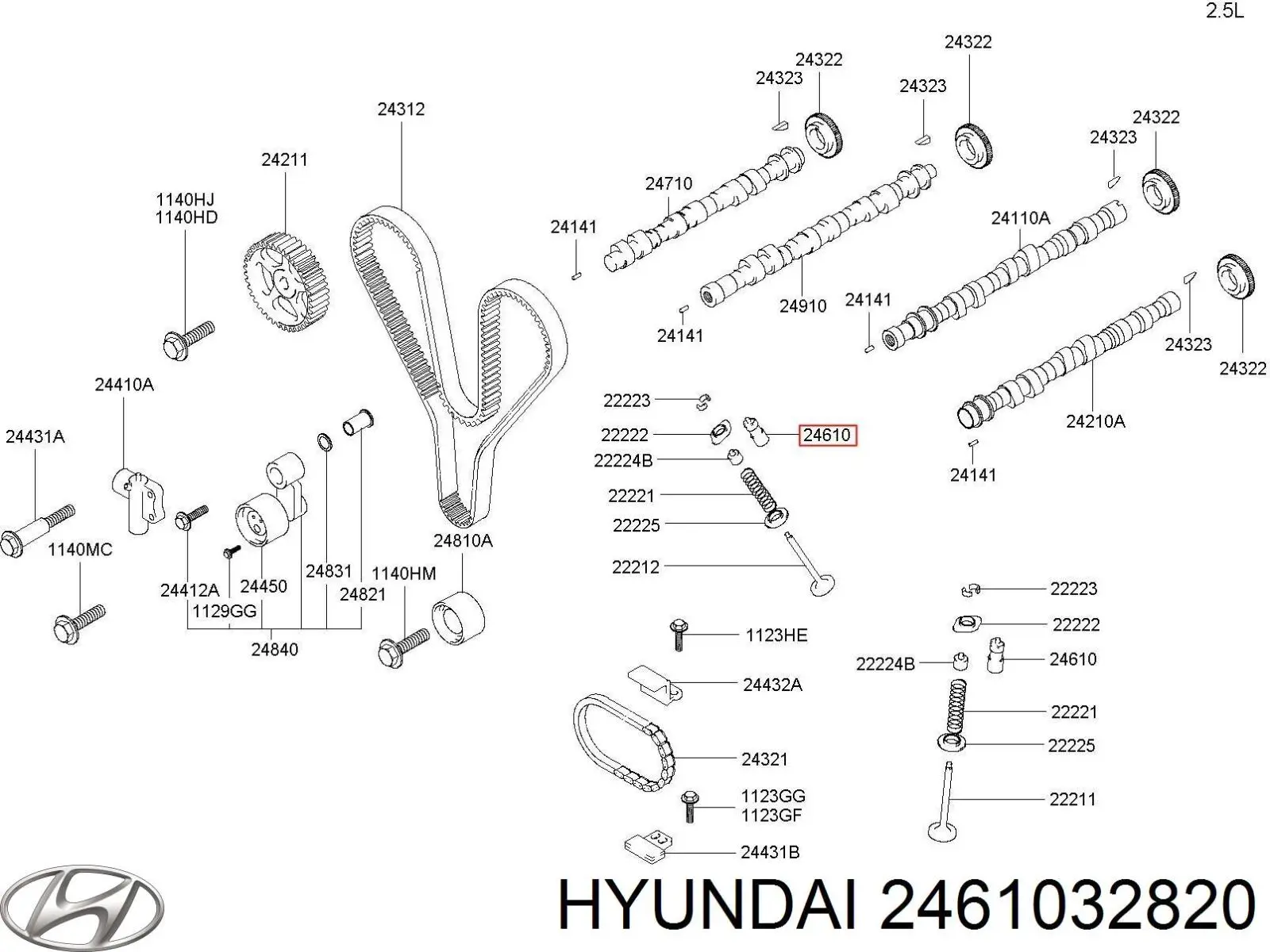 2461032820 Hyundai/Kia гідрокомпенсатор, гідроштовхач, штовхач клапанів