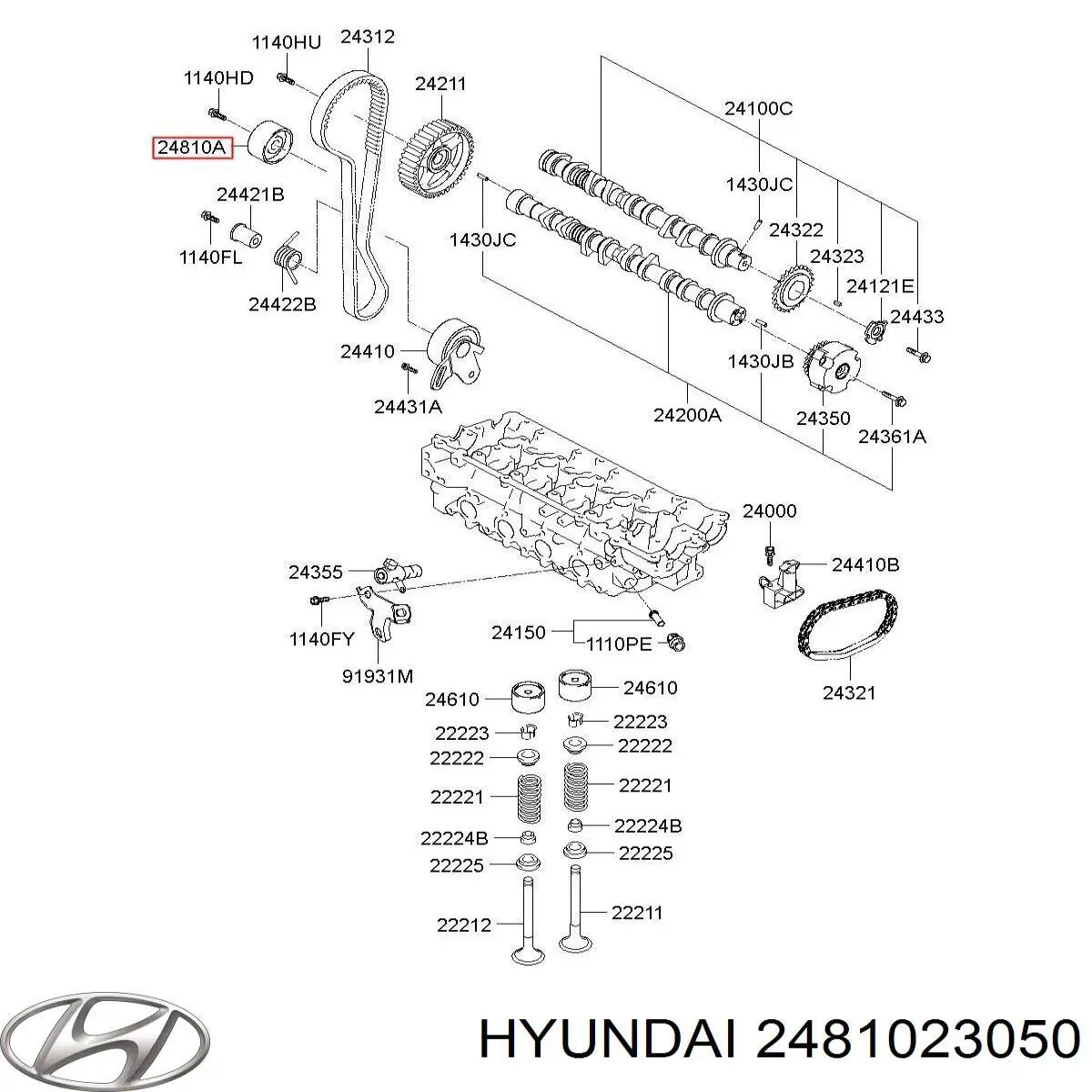 Ролик ременя ГРМ, паразитний Hyundai/Kia 2481023050 ціна, від 18.76 USD