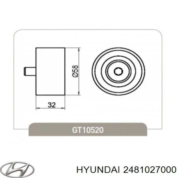 Ролик ременя ГРМ, паразитний Hyundai/Kia 2481027000 ціна, від 16.18 USD