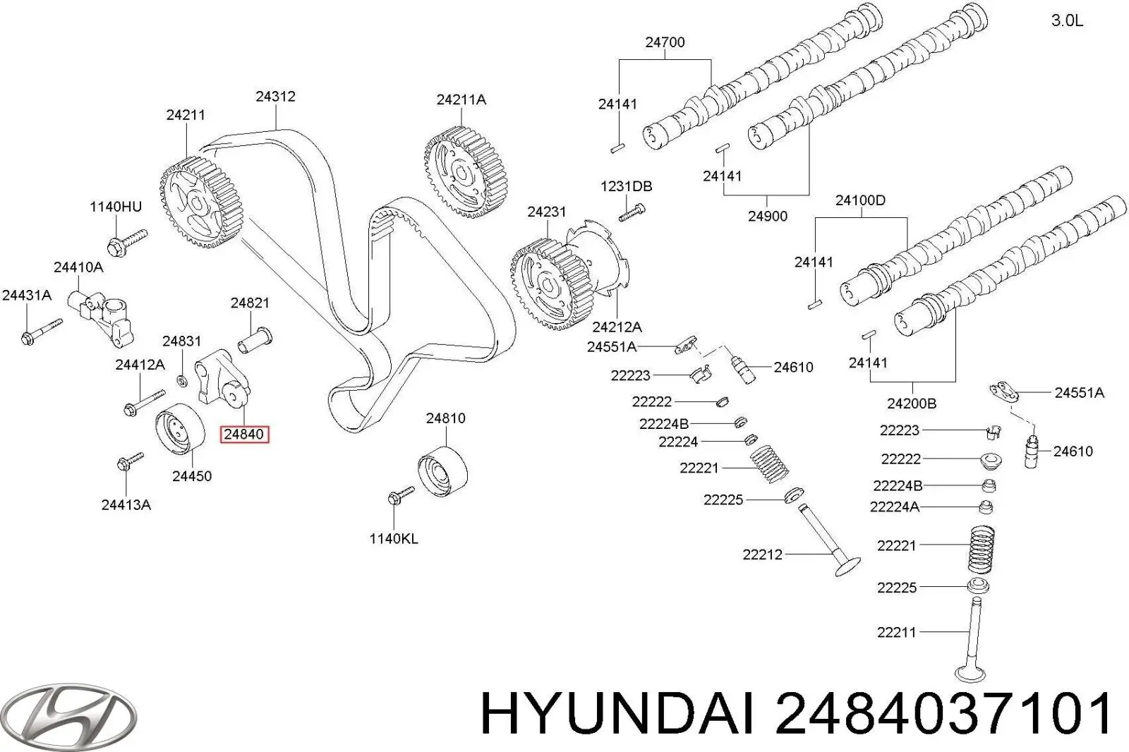 Натягувач ременя ГРМ Hyundai/Kia 2484037110