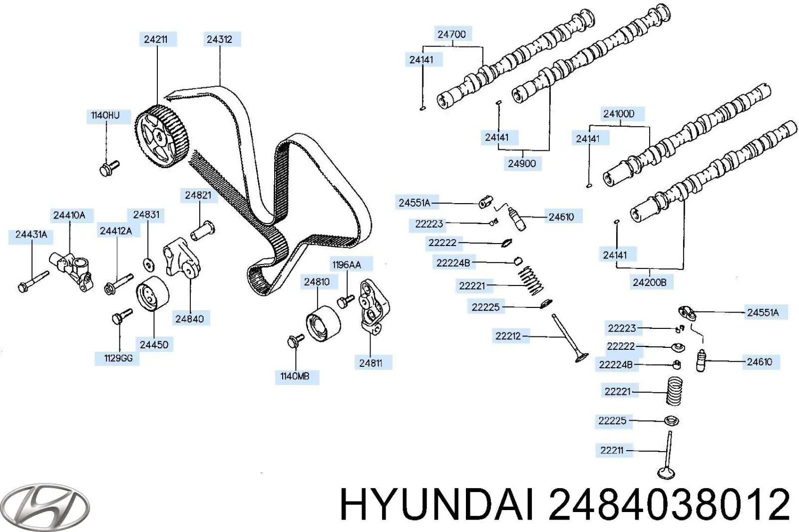 Натягувач ременя ГРМ Hyundai/Kia 2484038012 ціна, від 77.16 USD