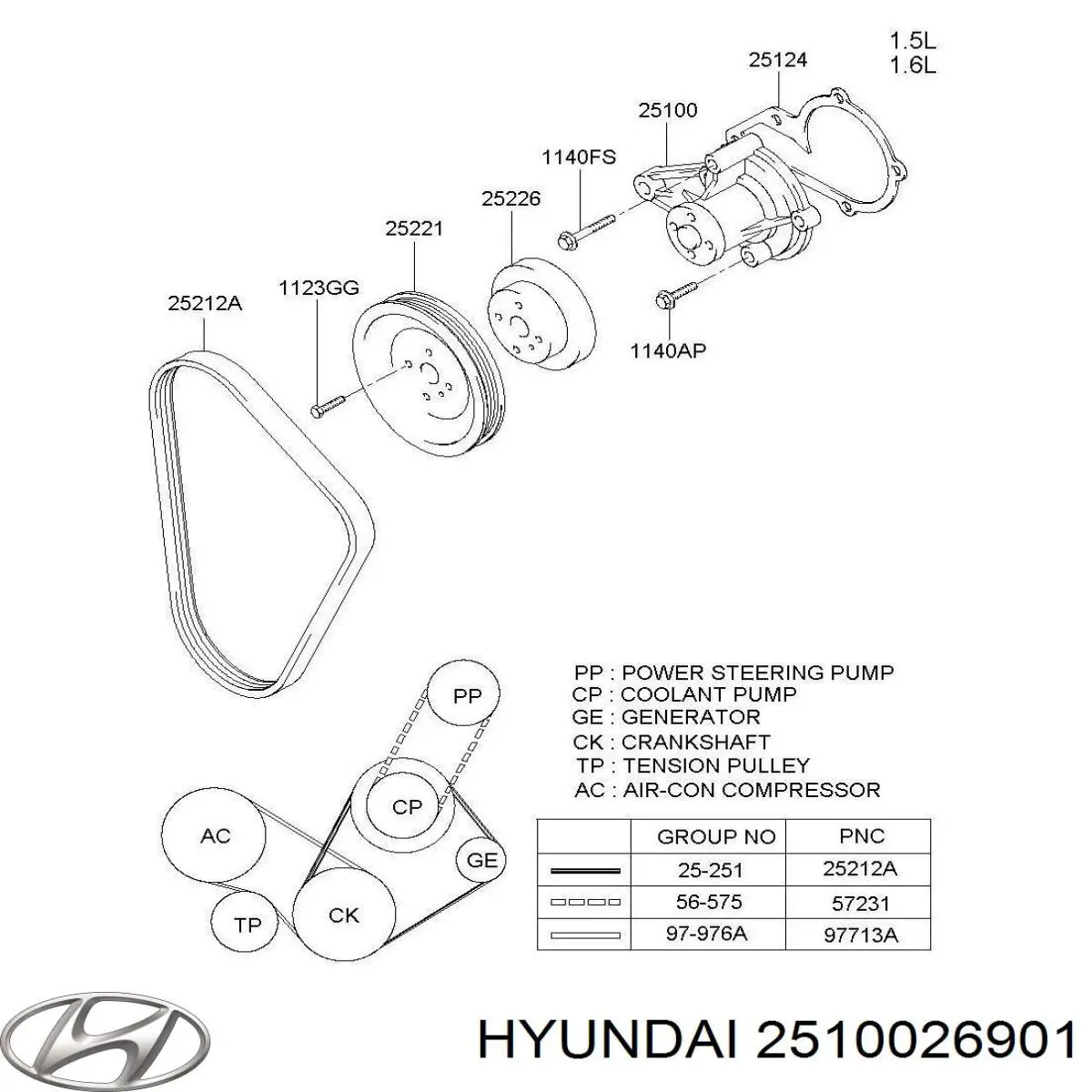 Помпа 2510026901 Hyundai/Kia