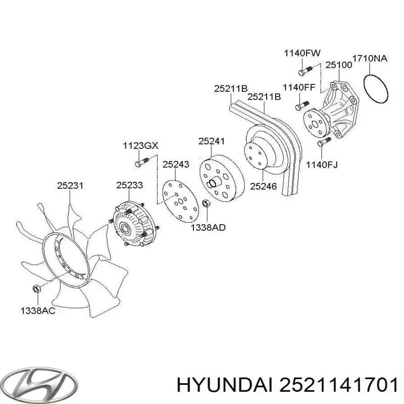 2521141711 Hyundai/Kia ремінь приводний, агрегатів