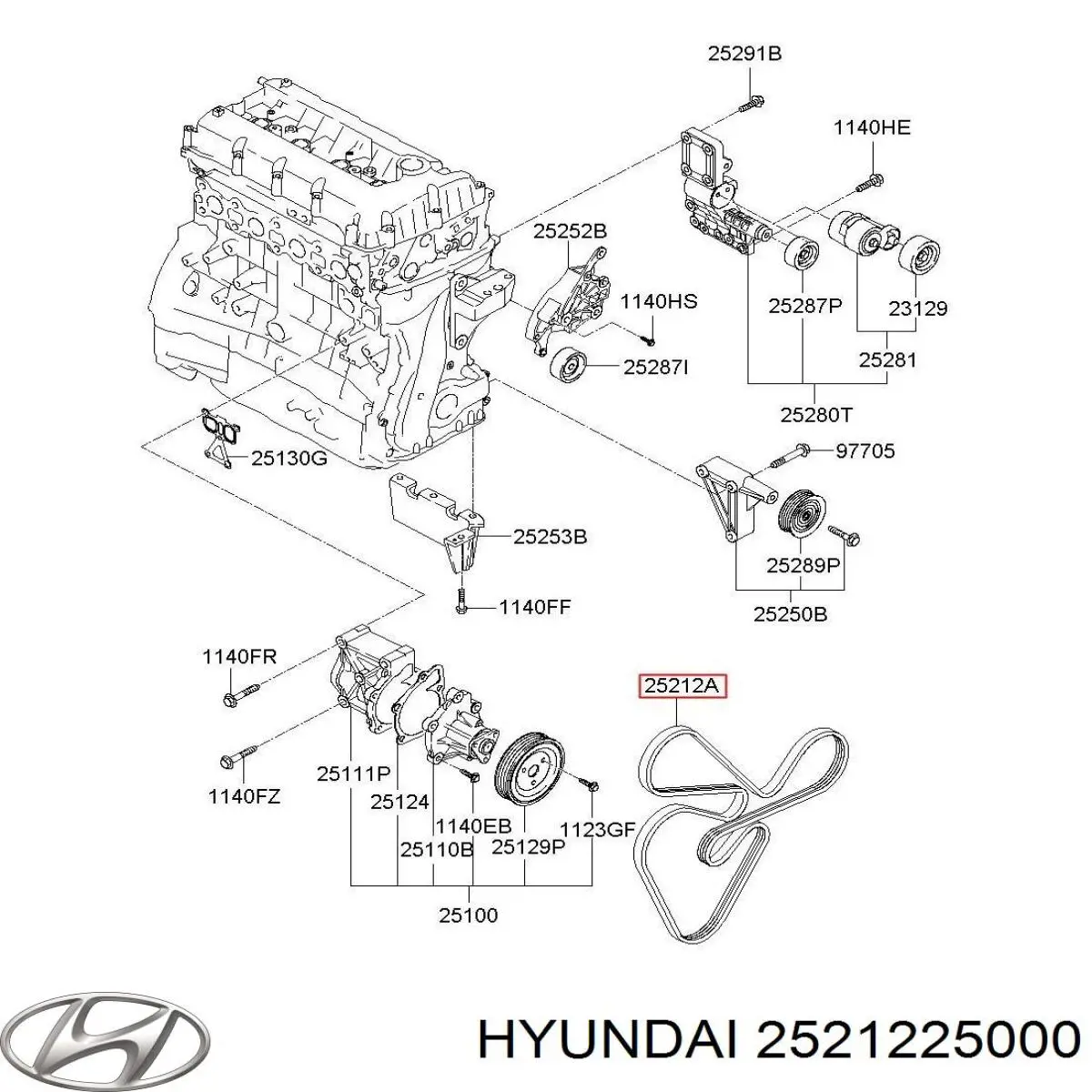 Ремінь кондиціонера Hyundai/Kia 2521225000