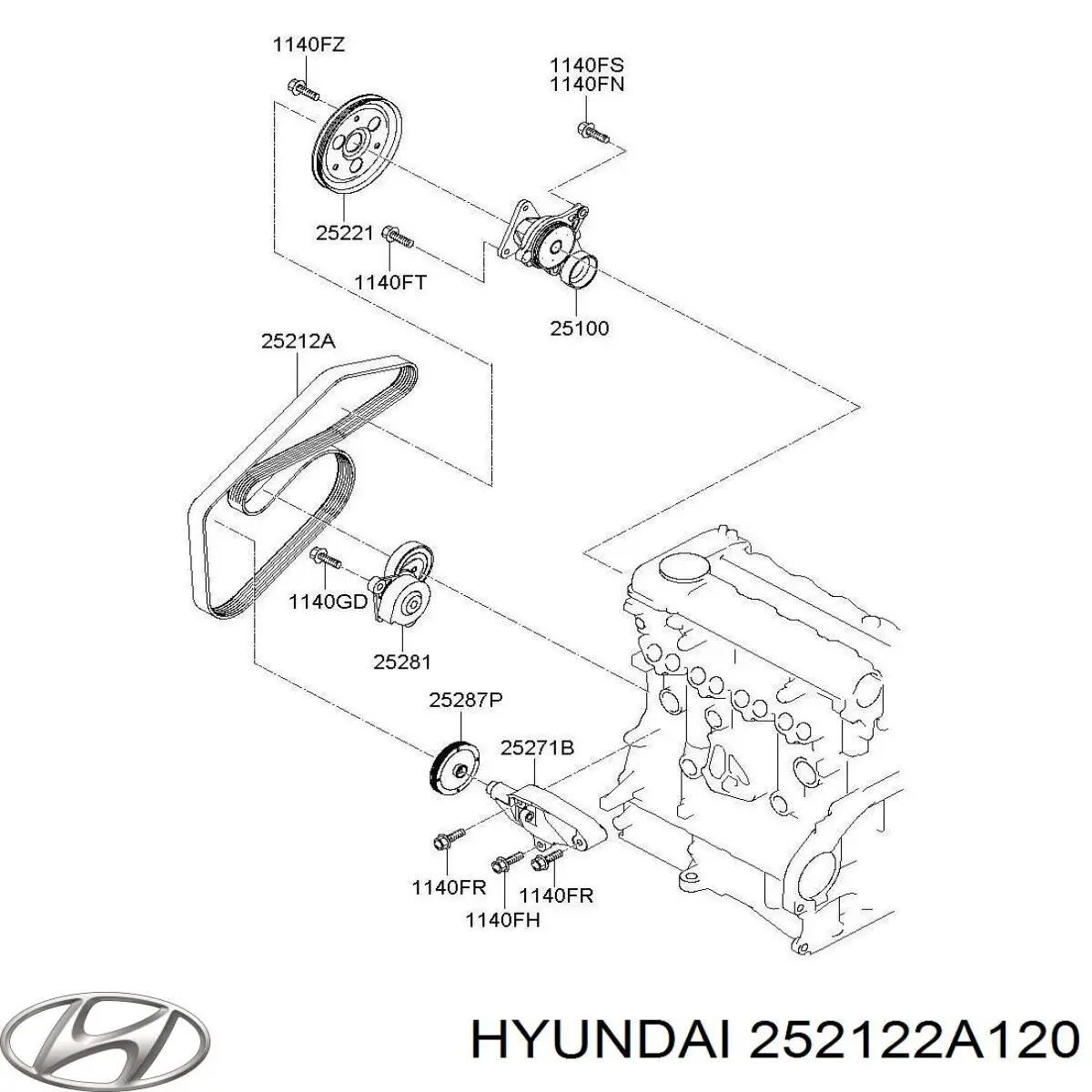 Ремінь генератора 252122A120 Hyundai/Kia