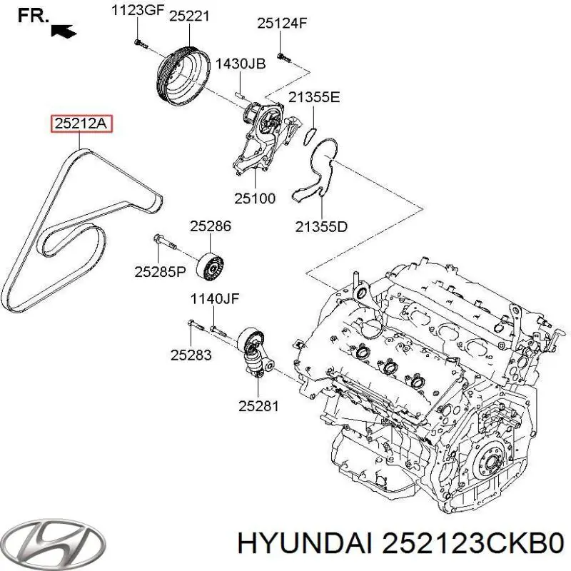 Купити 252123CKB0 Hyundai/Kia Ремінь генератора