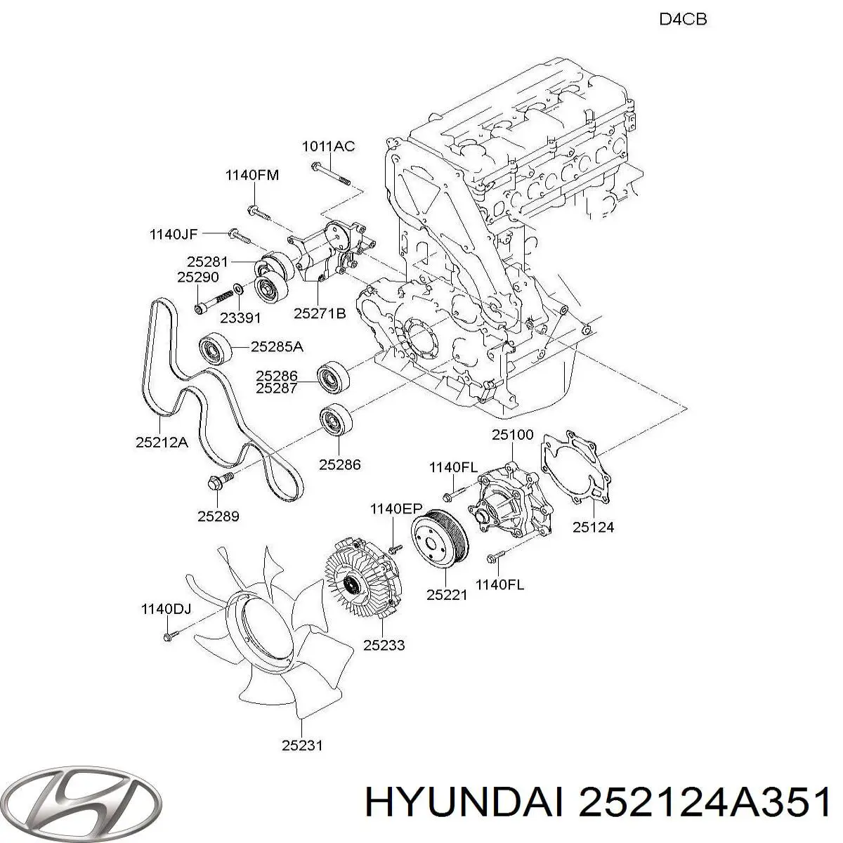 Ремінь генератора 252124A800 Hyundai/Kia