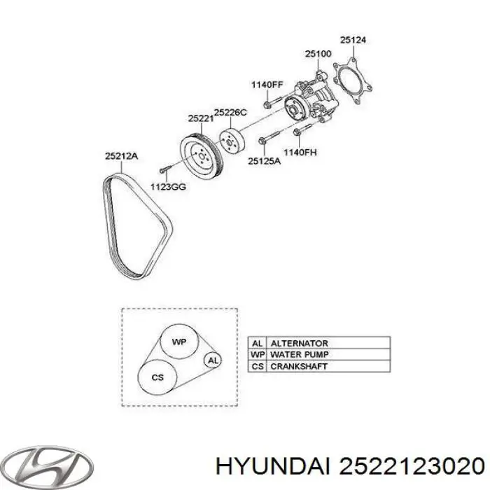 Купити 2522123020 Hyundai/Kia Шків помпи