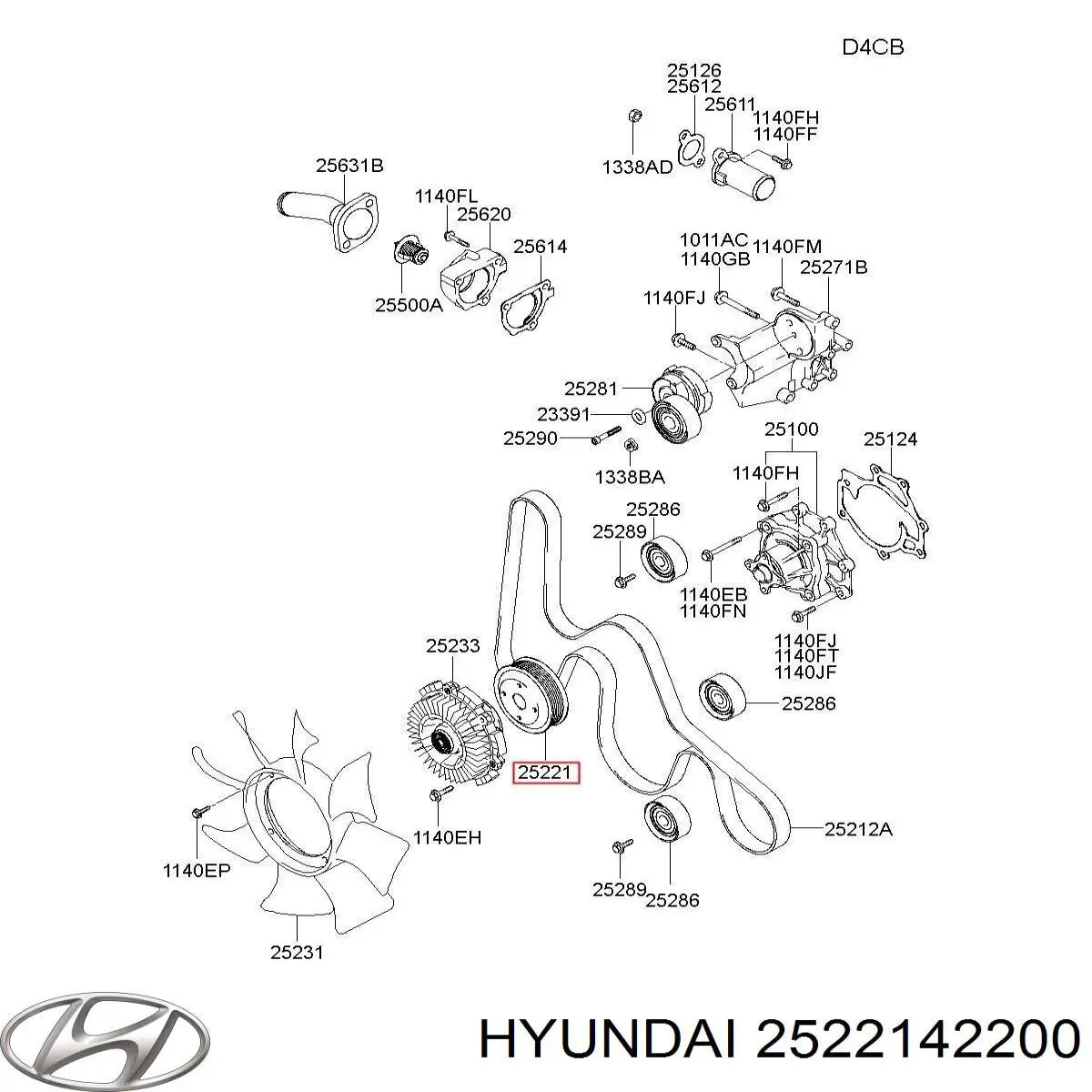 2522142200 Hyundai/Kia Шків водяного насоса