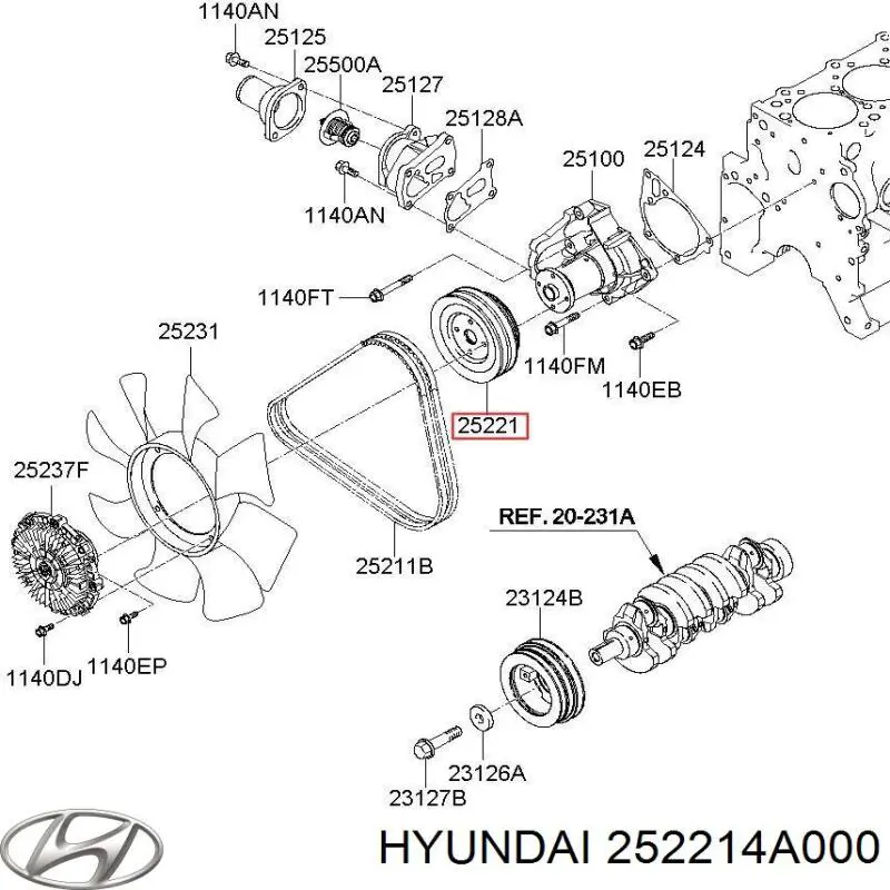 Купити Шків помпи KIA Sorento I JC