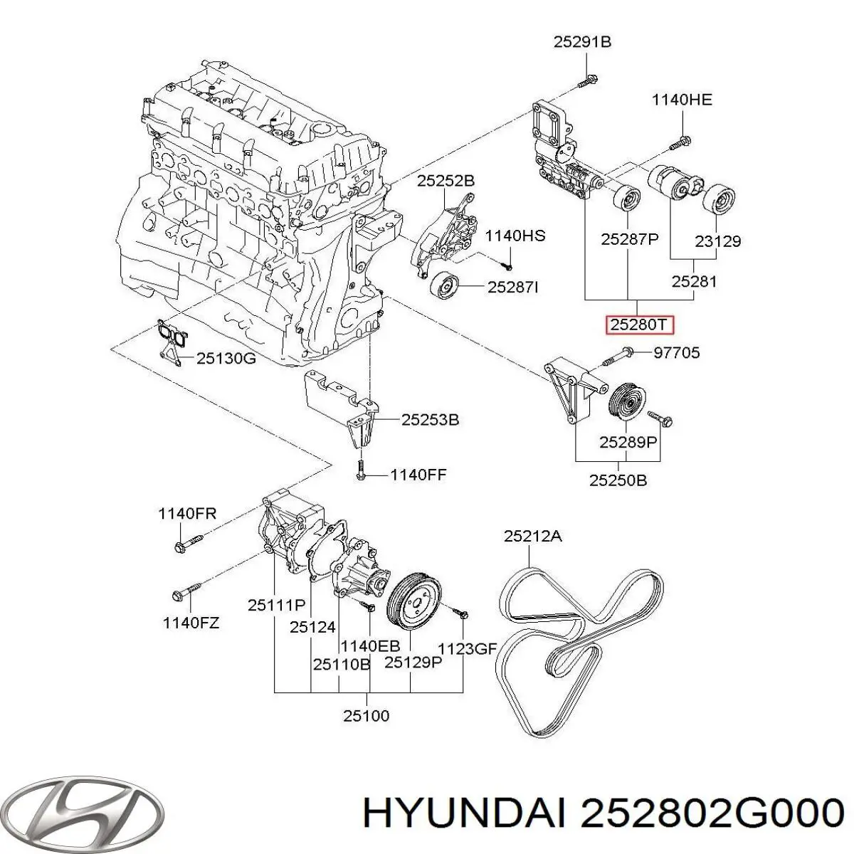 Натягувач приводного ременя Hyundai/Kia 252802G000 ціна, від 32.27 USD