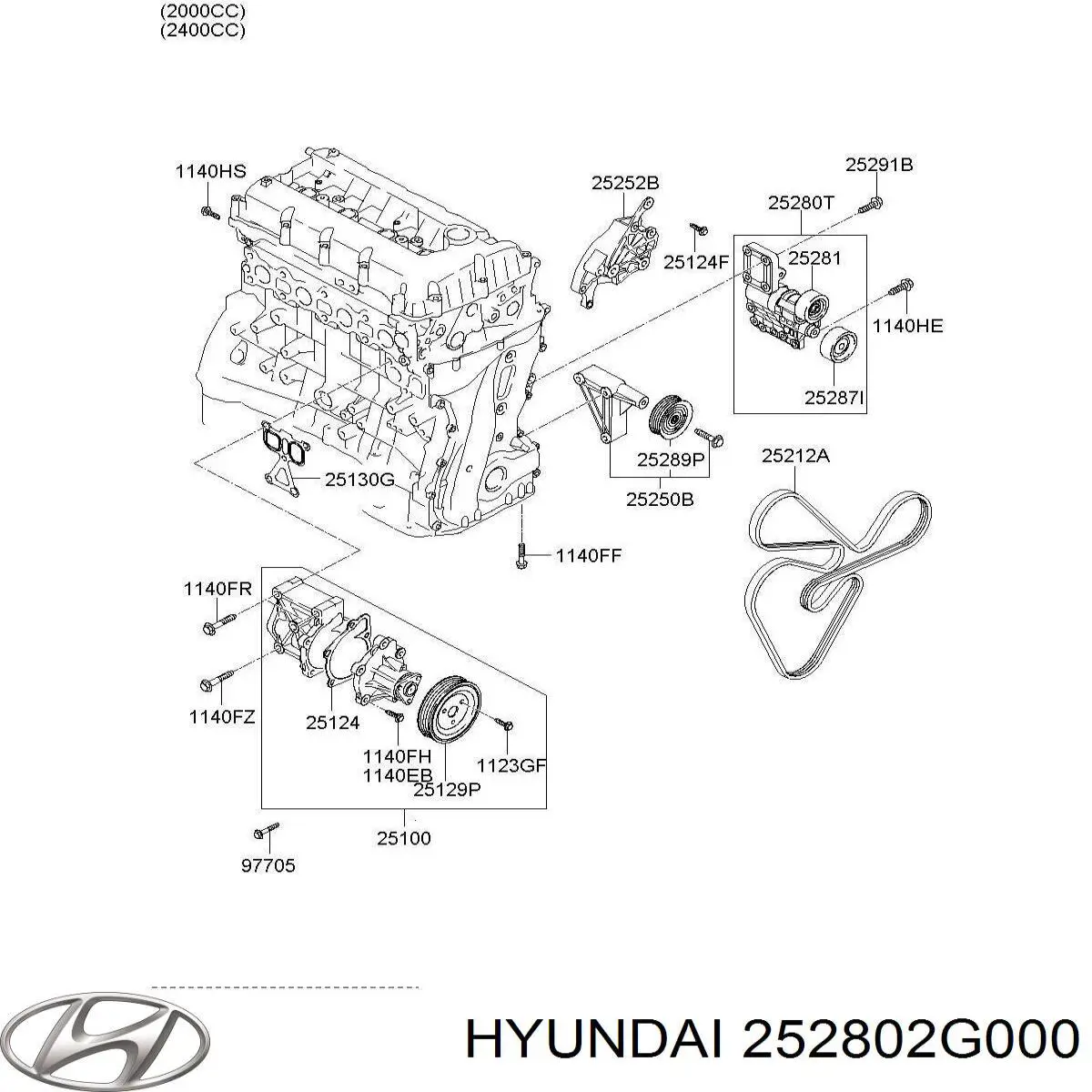 252802G000 Hyundai/Kia Натяжна планка поліклинового ременя