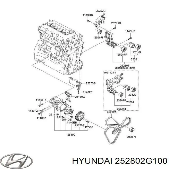 Кронштейн натягувача приводного ременя Hyundai Santa Fe 2 (CM) (Хендай Санта фе)