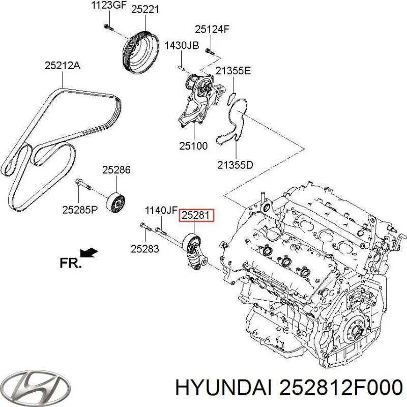 252812F000 Hyundai/Kia Натяжна планка поліклинового ременя