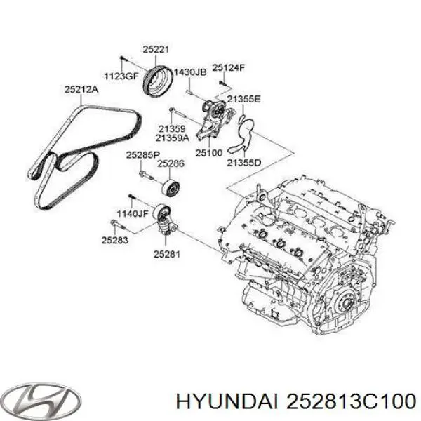 252813C100 Hyundai/Kia натягувач приводного ременя
