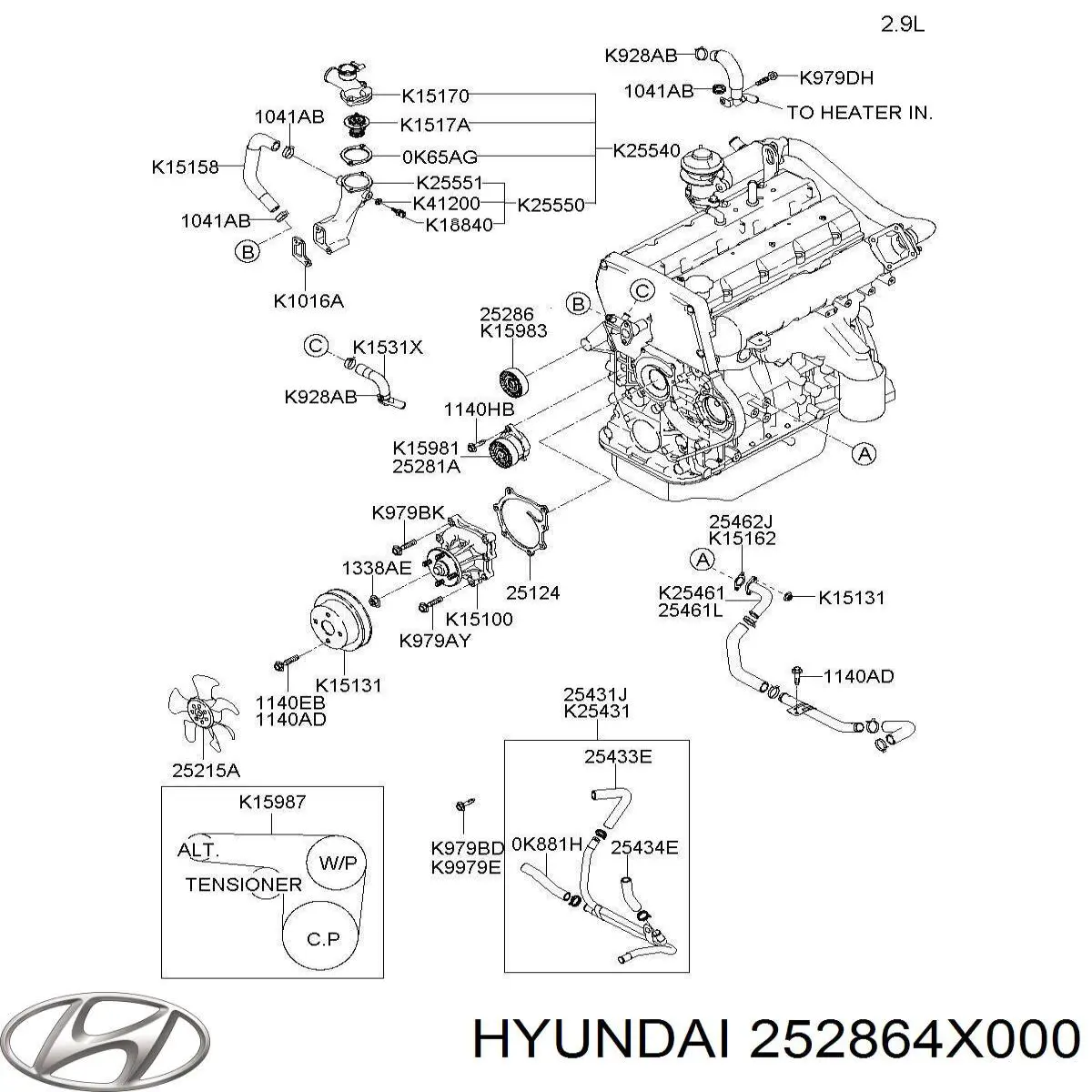 Купити 252864X000 Hyundai/Kia Ролик приводного ременя, паразитний
