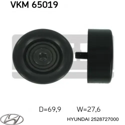 Ролик приводного ременя, паразитний 2528727000 Hyundai/Kia