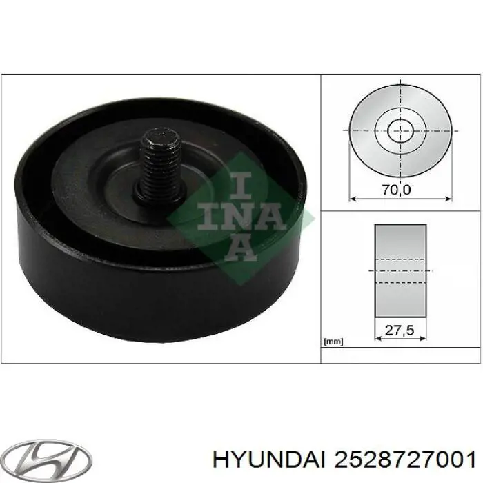 Ролик приводного ременя, паразитний Hyundai/Kia 2528727001 ціна, від 14.51 USD