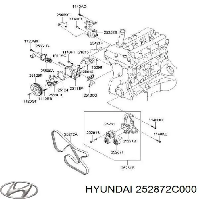 252872C000 Hyundai/Kia ролик натягувача приводного ременя