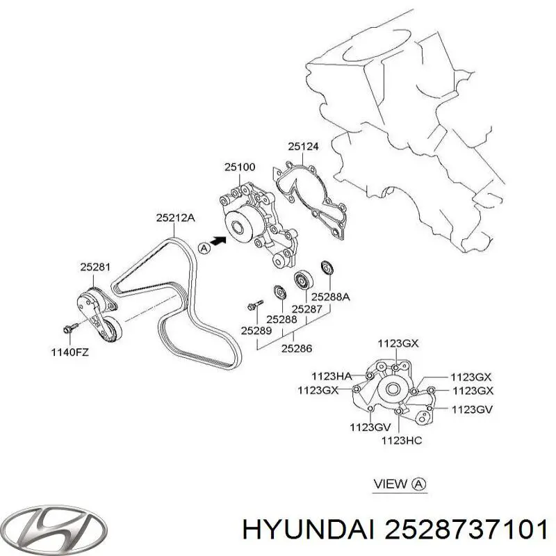 2528737101 Hyundai/Kia ролик приводного ременя, паразитний