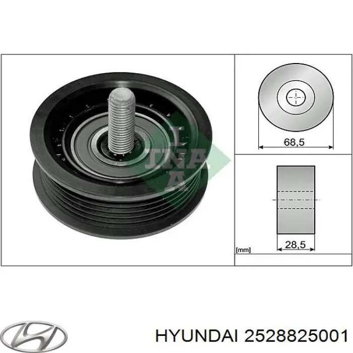 Ролик приводного ременя, паразитний 2528825001 Hyundai/Kia