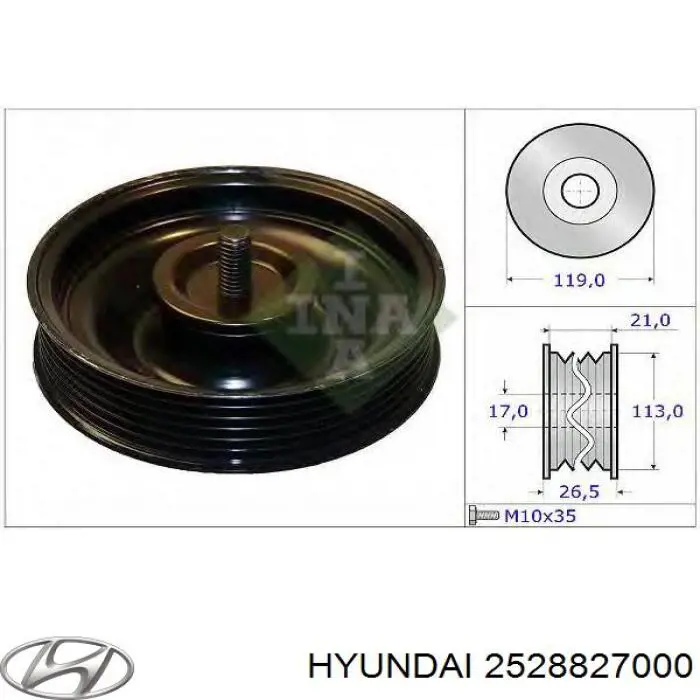 Ролик приводного ременя, паразитний Hyundai/Kia 2528827000 ціна, від 20.31 USD