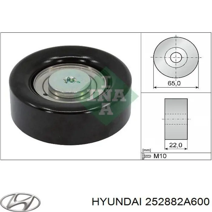 Ролик приводного ременя, паразитний Hyundai/Kia 252882A600 ціна, від 15.43 USD