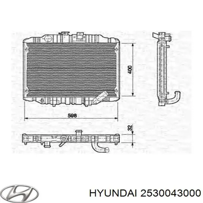 Радіатор охолодження двигуна 2530043000 Hyundai/Kia