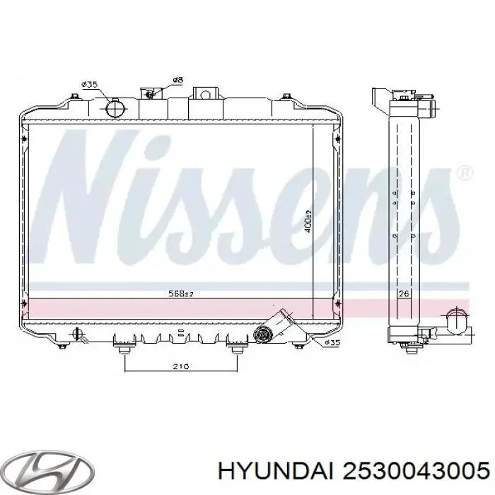 2530043005 Hyundai/Kia радіатор охолодження двигуна