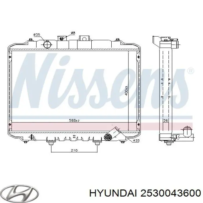 Радіатор основний Hyundai/Kia 2530043600 ціна, від 102.15 USD